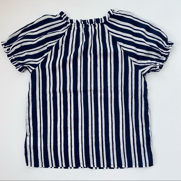 NWT Gap Navy and White Stripe Keyhole Blouse - Picture 2 of 6